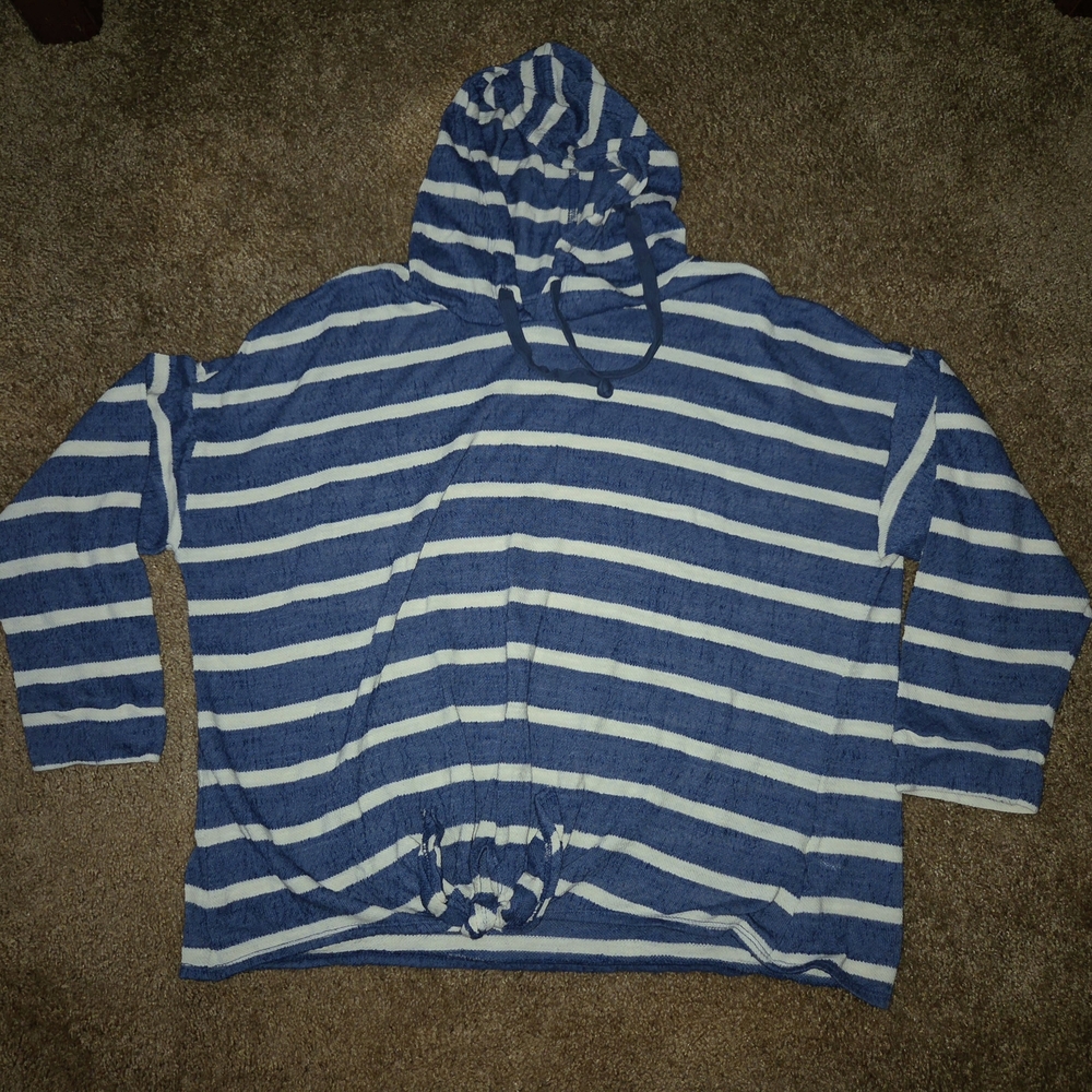 Sunday by Dressbarn Striped Cropped Hoodie